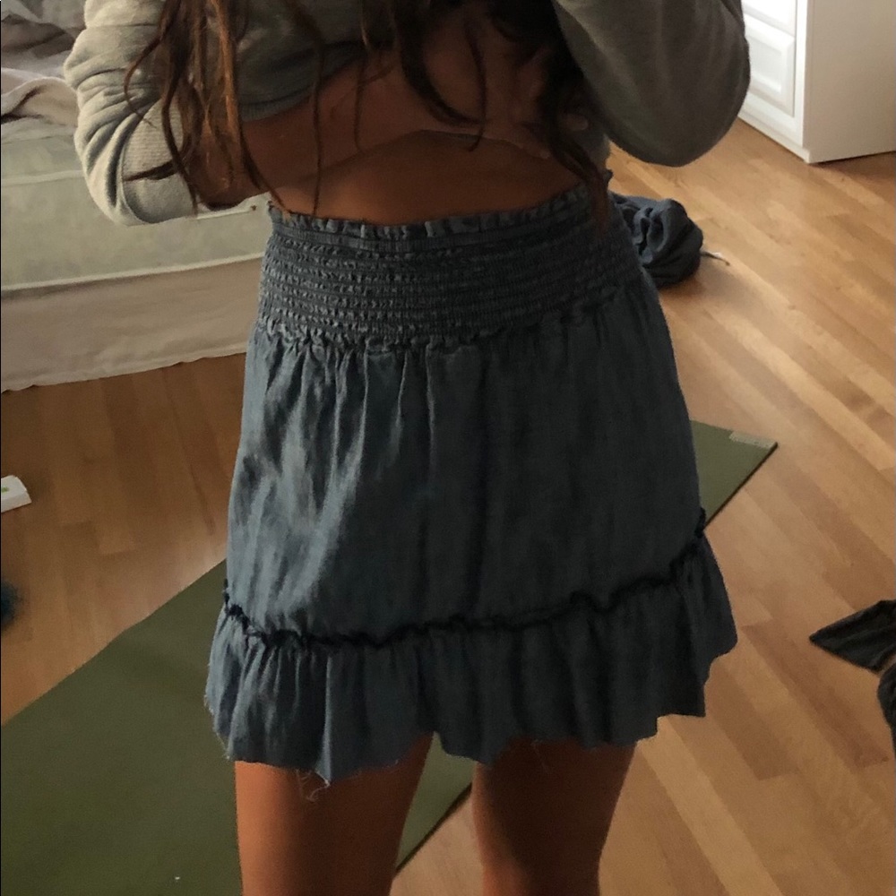 blue ruffle skirt